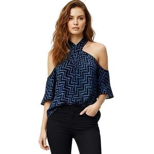 A.L.C Blouse Sz 0 Cold Shoulder Boho Silk Festival Coastal Cowgirl Retro Y2k